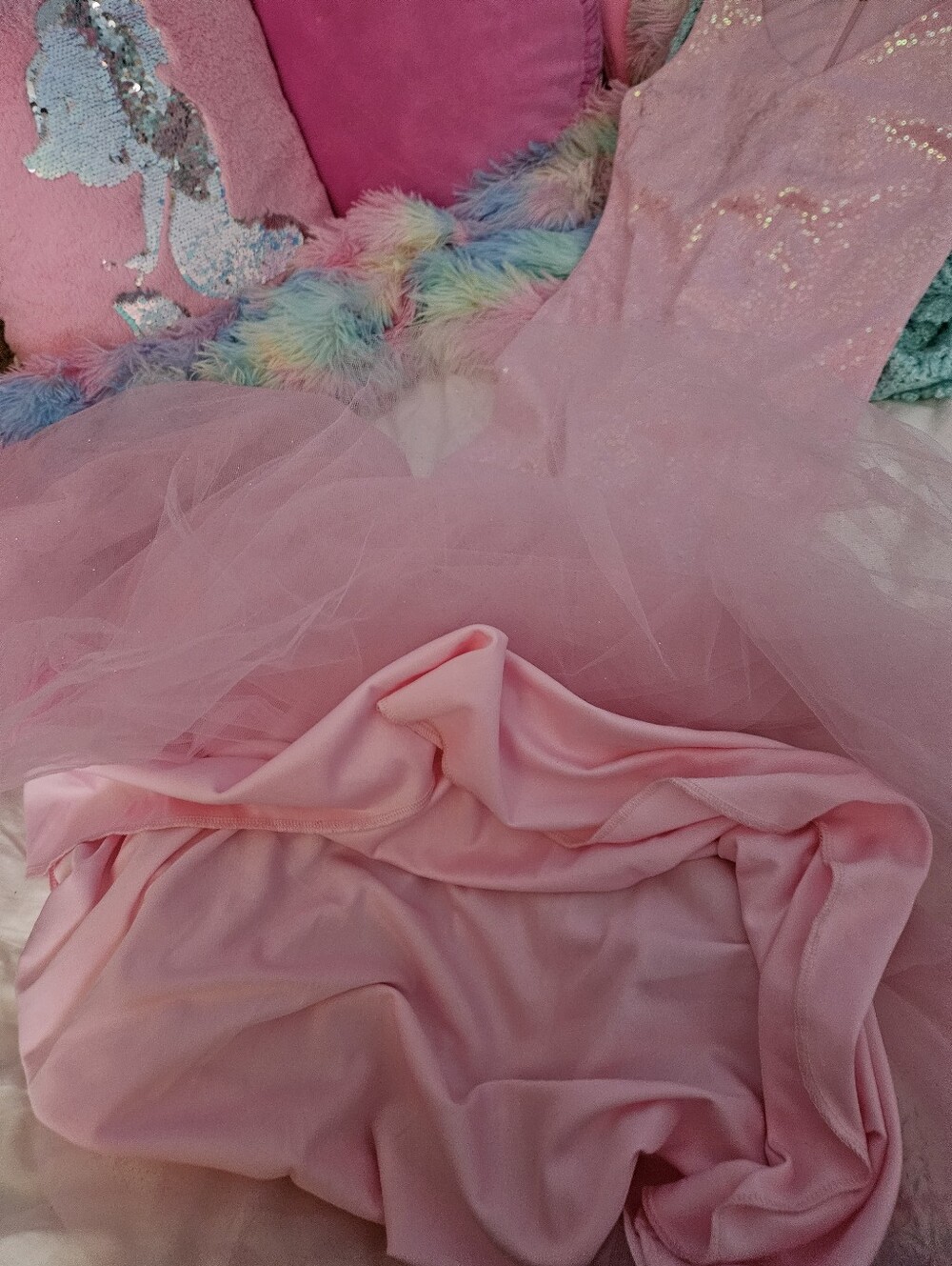 Chasing Fireflies  Pink Sparkle Tulle Mermaid Kids Costume Dress - Picture 8 of 8